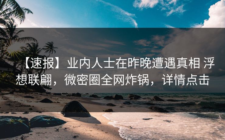 【速报】业内人士在昨晚遭遇真相 浮想联翩，微密圈全网炸锅，详情点击
