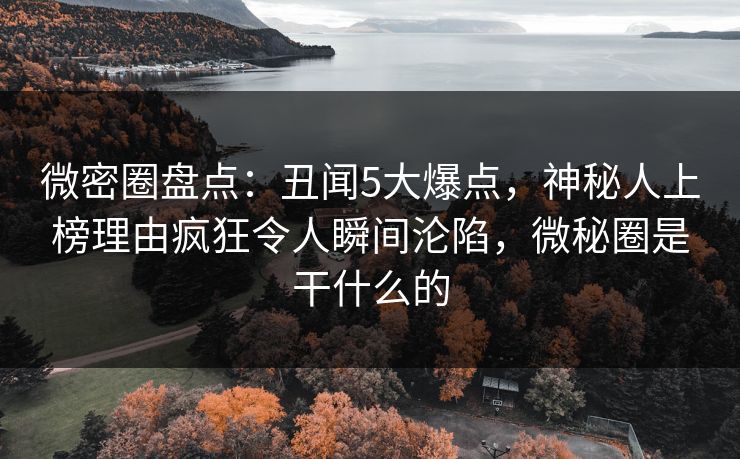 微密圈盘点：丑闻5大爆点，神秘人上榜理由疯狂令人瞬间沦陷，微秘圈是干什么的