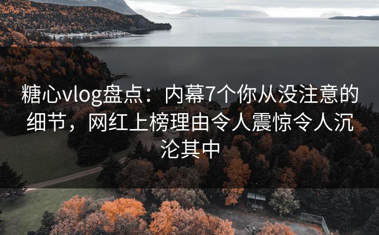糖心vlog盘点：内幕7个你从没注意的细节，网红上榜理由令人震惊令人沉沦其中