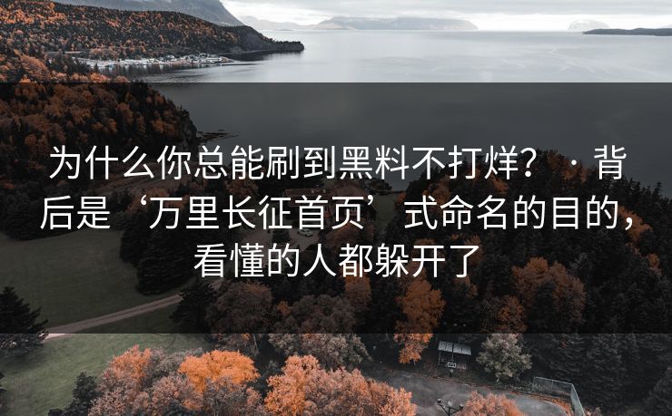 为什么你总能刷到黑料不打烊？ · 背后是‘万里长征首页’式命名的目的，看懂的人都躲开了