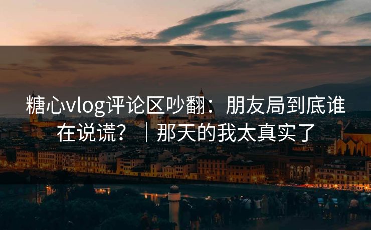 糖心vlog评论区吵翻：朋友局到底谁在说谎？｜那天的我太真实了